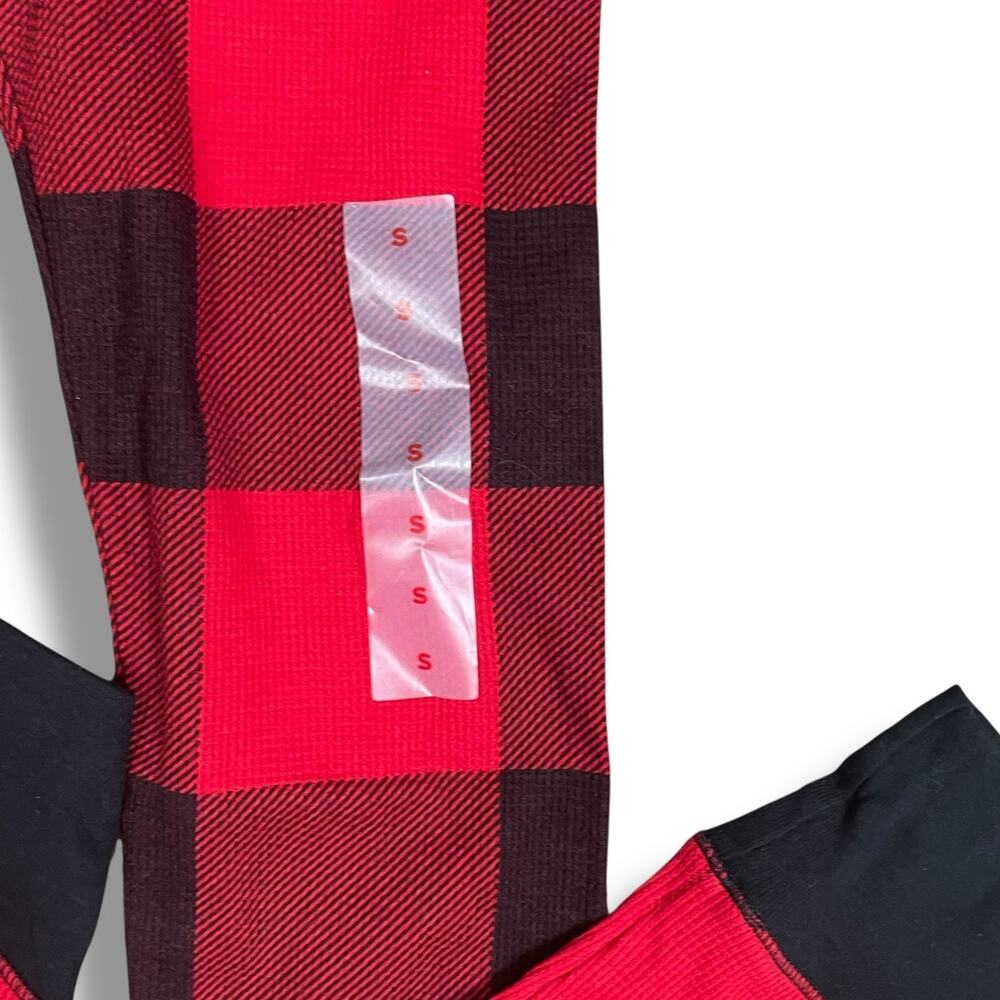 Old Navy Kids S Red Buffalo Plaid Thermal Leggings Bottoms Match the Fam Pants - Picture 4 of 10
